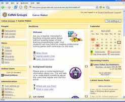 Moodle Learning Management System with a navigation system and online community building tools
